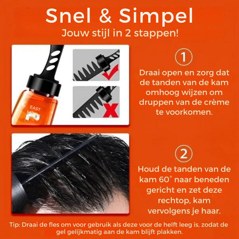 2 in 1 Hair Gel Combi – Kam en Gel in één voor Natuurlijke, Sterke en Sneldrogende Hold Styling!