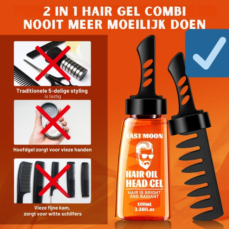 2 in 1 Hair Gel Combi – Kam en Gel in één voor Natuurlijke, Sterke en Sneldrogende Hold Styling!