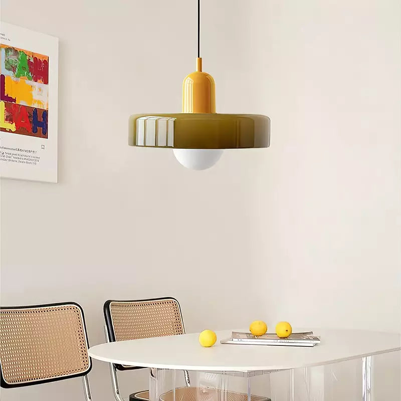 Bauhaus hanglamp van gekleurd Glas