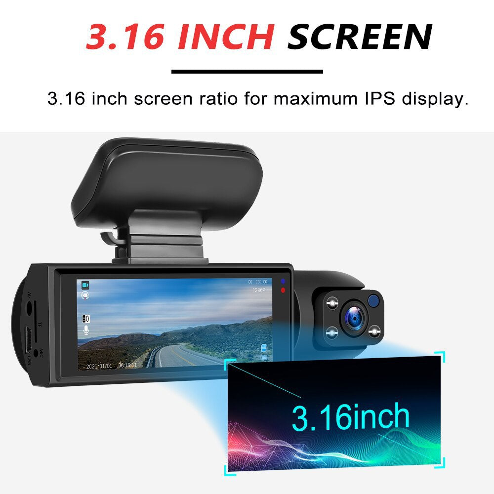 Dashcam Pro™ -  DVR Ultra HD 1080P: Kristalheldere Beelden & Betrouwbare Veiligheid met Dual Lens en Continu-opname.