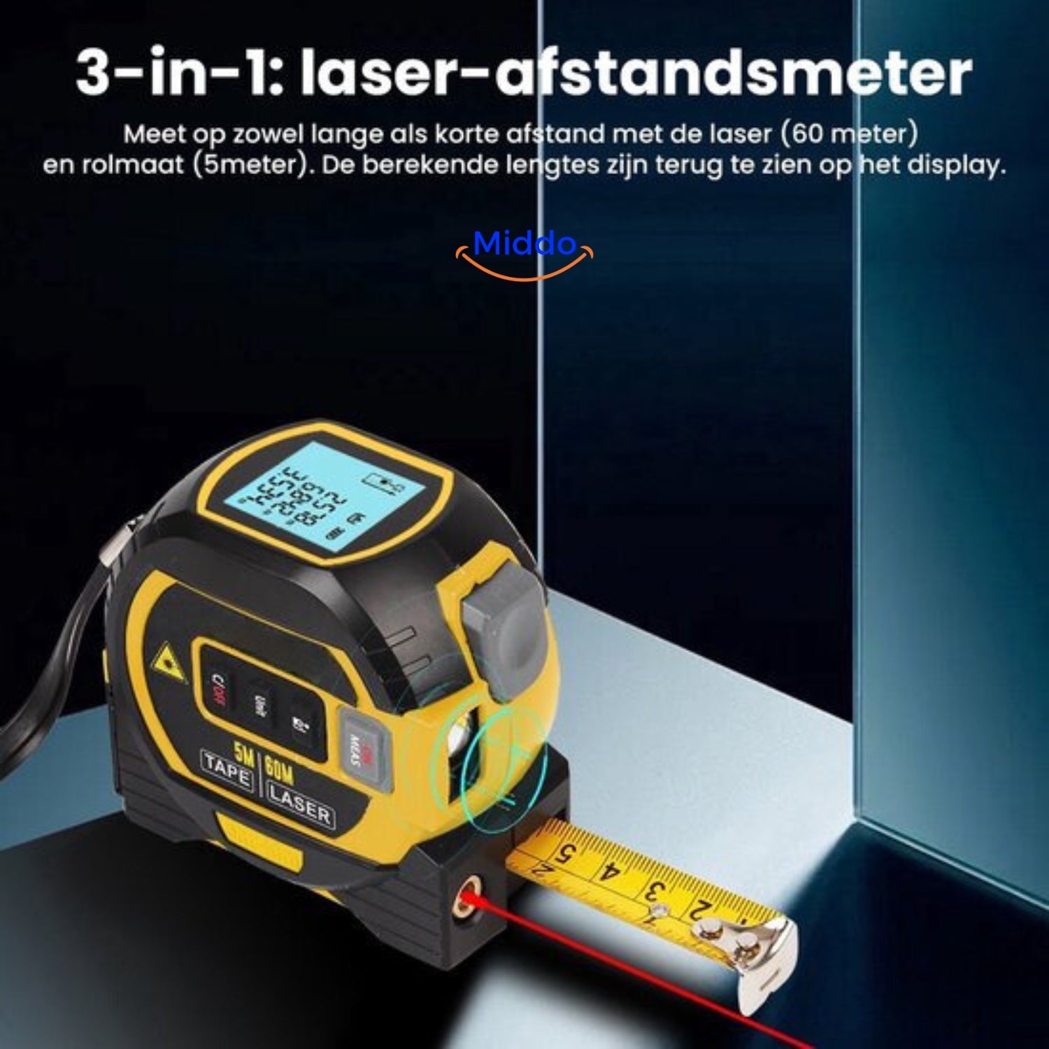 ProMeasure™ Digitale Laser Rolmaat 3-in-1 - 40 of 60m Bereik!