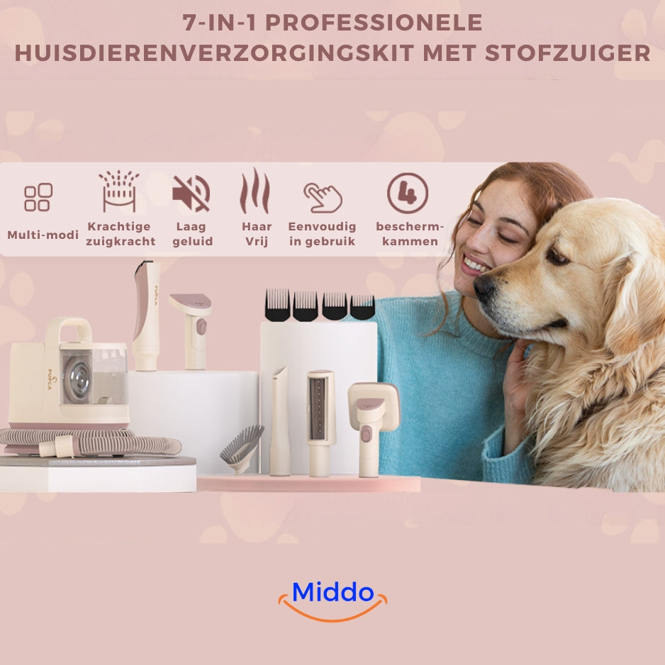 Pupca Pro™ XL: 99% Haarvrij Huis | Fluisterstille Huisdierstofzuiger | Voor Alle Vachtsoorten | 3 Zuigstanden | 9 Opzetstukken