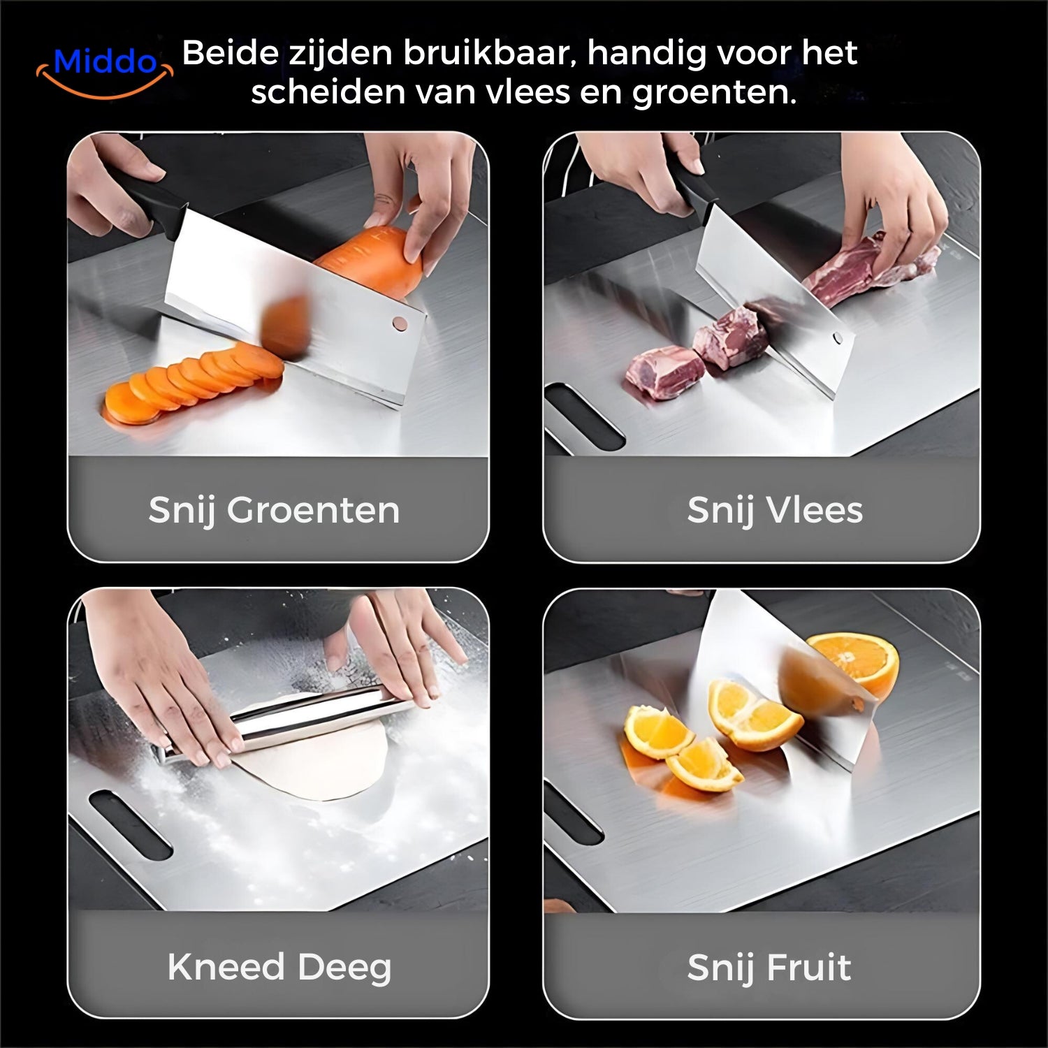 SafeCut™ 100% Titanium Snijplank - Stop met Micro Plastic & Bacteriën Eten!