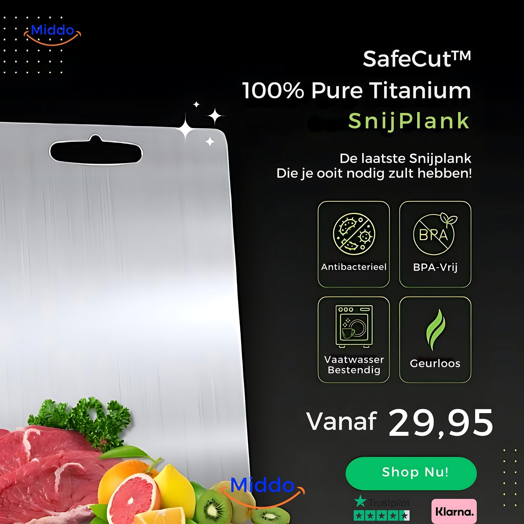 SafeCut™ 100% Titanium Snijplank - Stop met Micro Plastic & Bacteriën Eten!