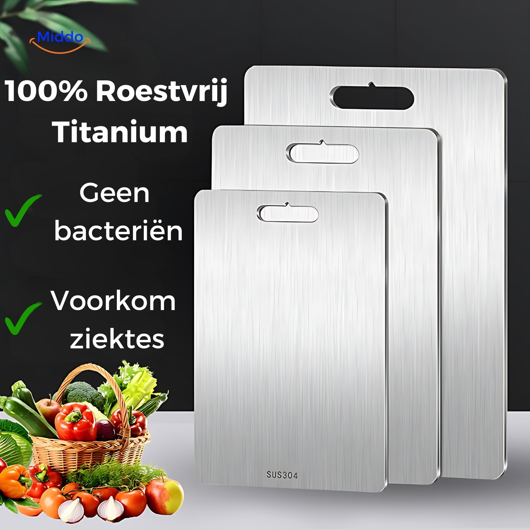 SafeCut™ 100% Titanium Snijplank - Stop met Micro Plastic & Bacteriën Eten!