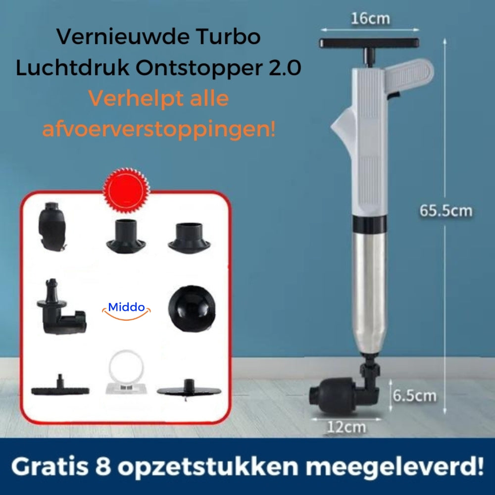 Verbeterde Turbo Luchtdruk Ontstopper 2.0™ - Verhelpt alle afvoerverstoppingen!